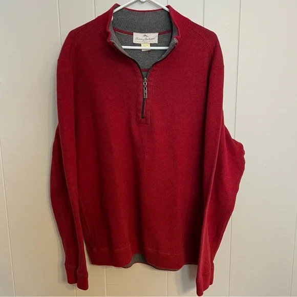 Tommy Bahama reversible half a zip sweater, red and gray size L - Picture 1 of 4